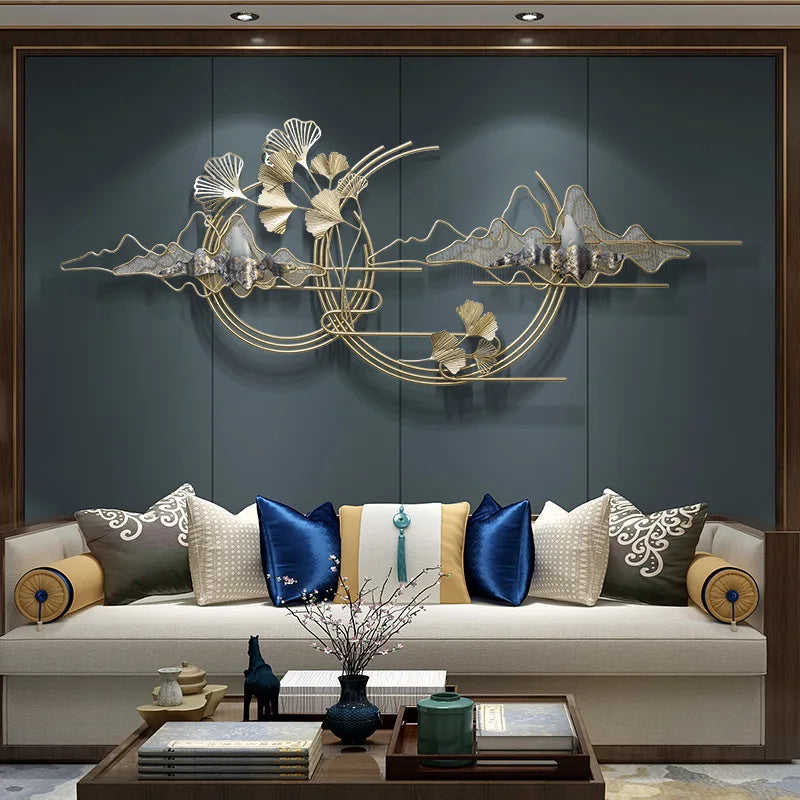 Salle de séjour Décoration murale dorée de luxe